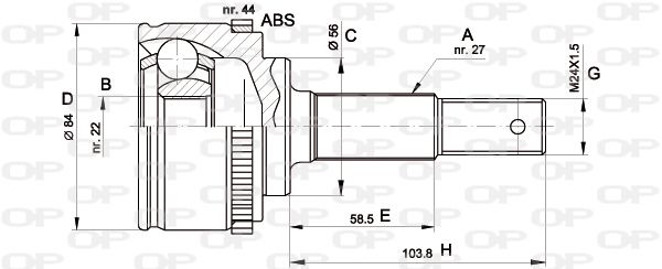 OPEN PARTS Шарнирный комплект, приводной вал CVJ5338.10